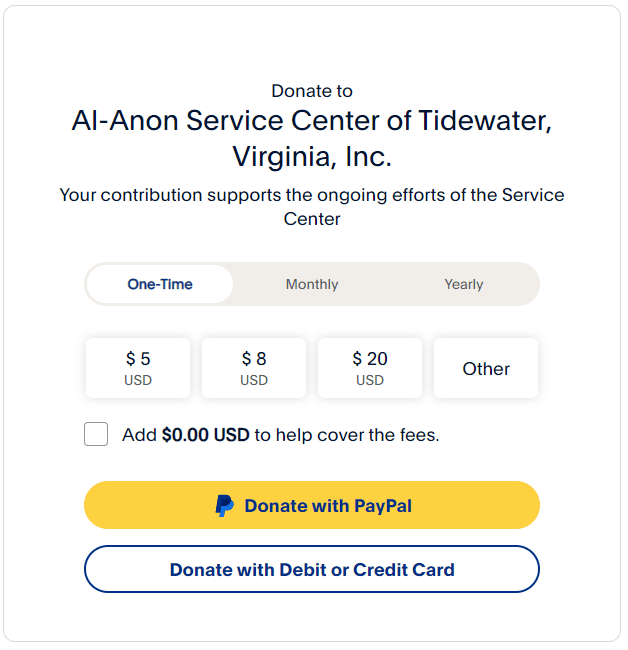 image of the paypal donation screen